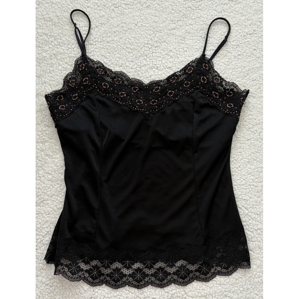 Vintage The Limited Y2K Lace Trim Sweetheart Black Slip Cami Whimsigoth Size M - Picture 4 of 10